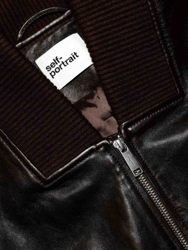The Best Shops Self Portrait: Lederjacken - Lederjacke - Braun