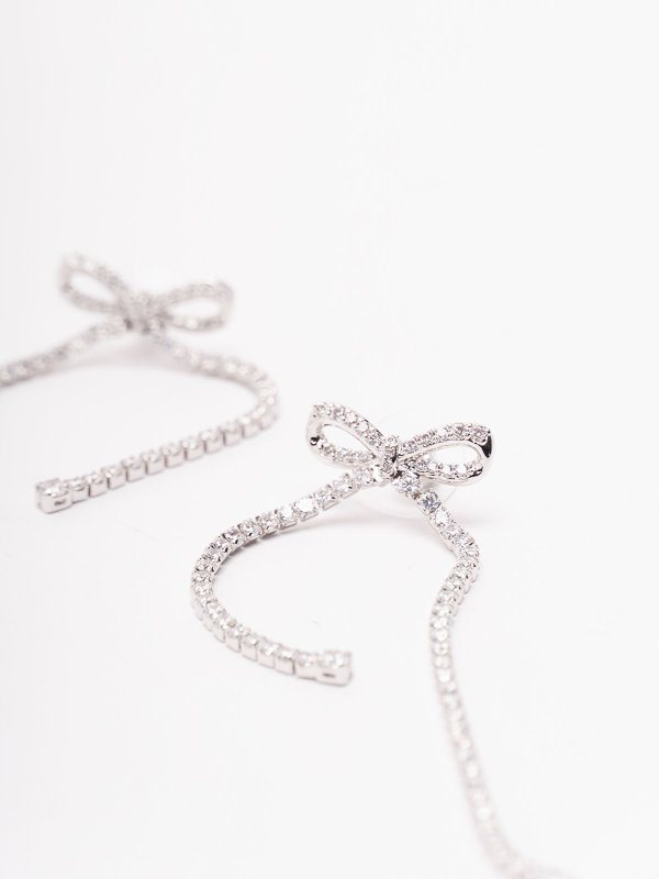 The Best Shops Self Portrait: Earrings - Crystal Bow Dangle Earrings