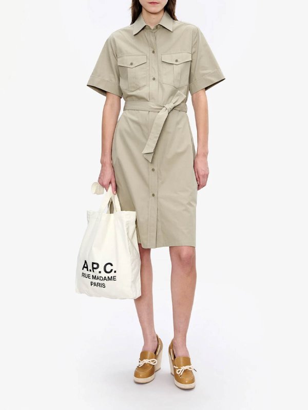 A.P.C.: ニーレングスドレス online - 膝丈ドレス - 緑