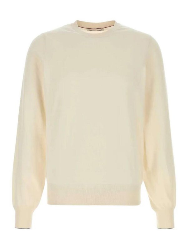 BRUNELLO CUCINELLI: Strickpullover mit Rundhalsausschnitt - Rundhalspullover - Weiß