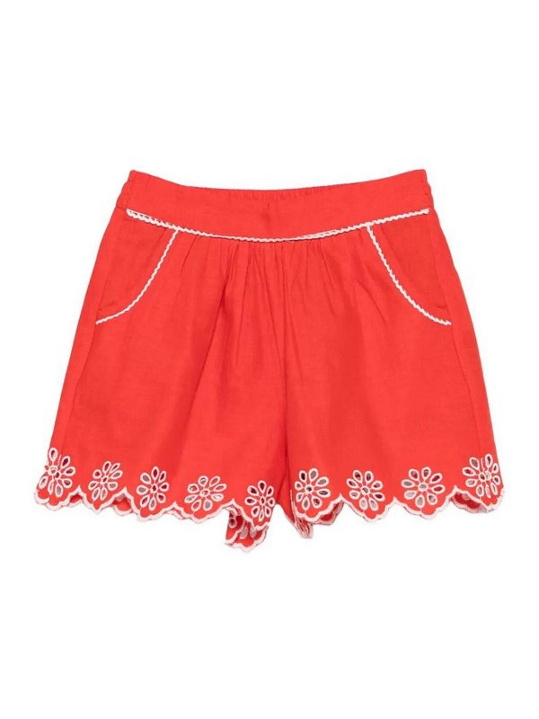 Stella McCartney Kids: トラウザーショーツ - ショートパンツ - 赤