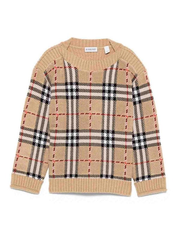 BURBERRY: crew necks - Patrick Check Sweater