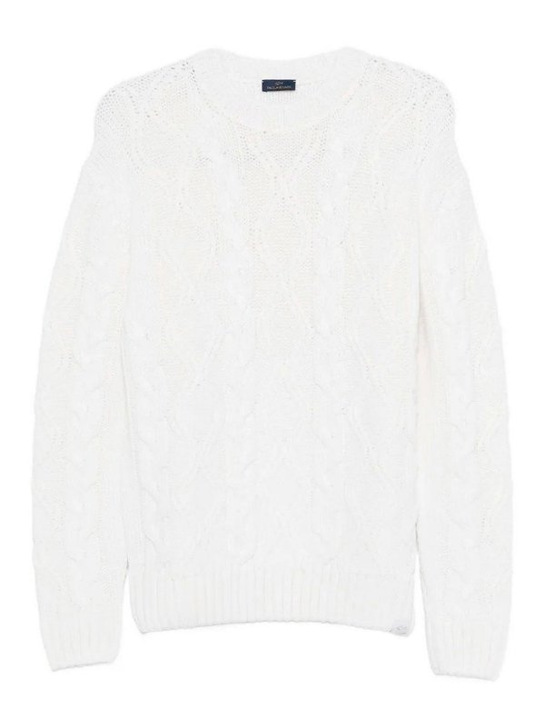 PAUL & SHARK: Strickpullover mit Rundhalsausschnitt - Rundhalspullover - Weiß
