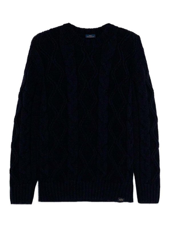 PAUL & SHARK: Strickpullover mit Rundhalsausschnitt - Rundhalspullover - Schwarz
