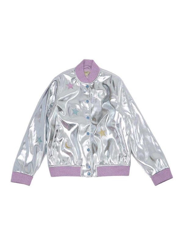 Stella McCartney Kids: ボンバージャケット - ボンバージャケット - 銀