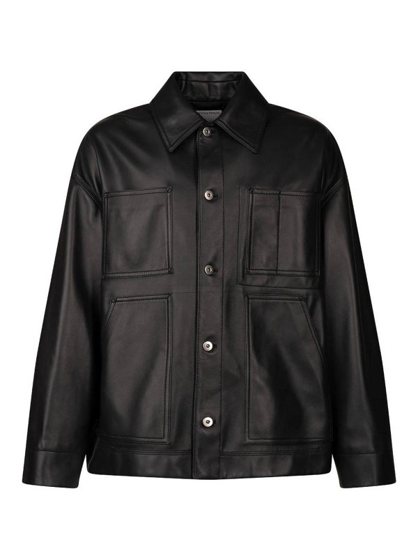 BOTTEGA VENETA: レザージャケット - レザージャケット - 黒