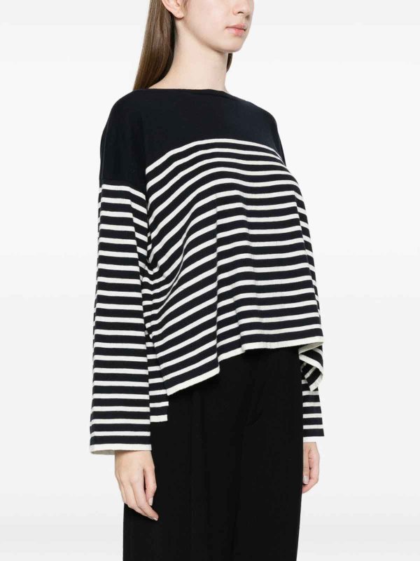 C.T. PLAGE: crew necks online - Striped Cotton Sweater