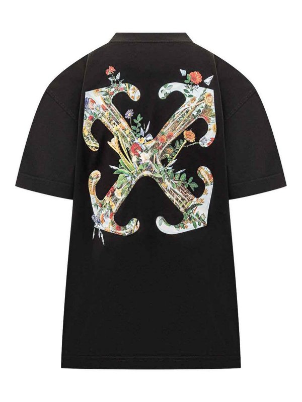 Off-White Arrow Glass Flower Cotton T-Shirt|OWAA089F25JER0011001