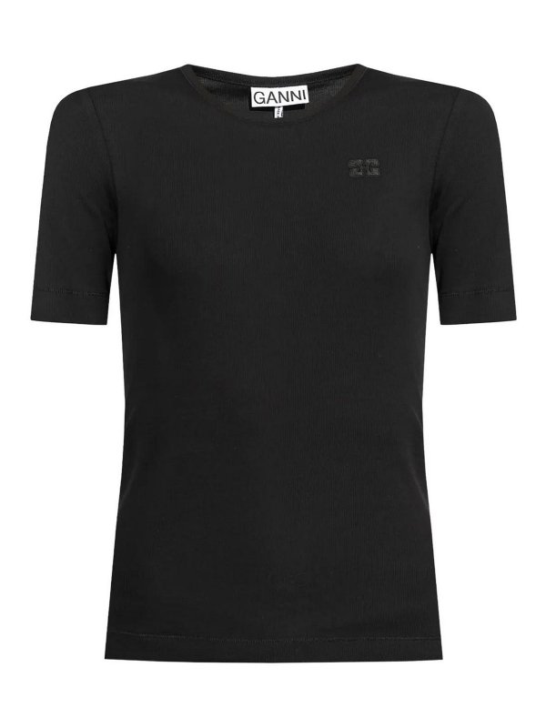 GANNI: Camisetas - Camiseta - Negro