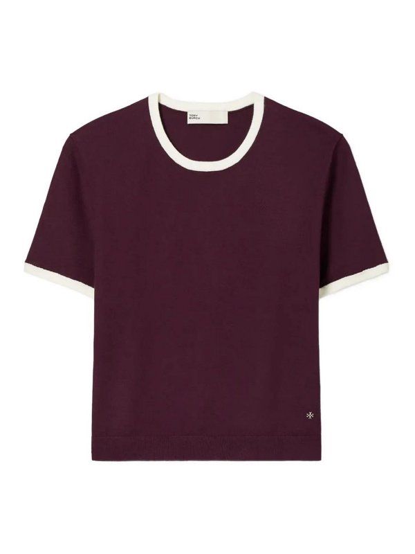 TORY BURCH: T-shirts - T-Shirt - Rouge Brun