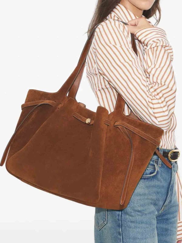 TORY BURCH: shopper online - Borsa Shopping Romy in pelle scamosciata