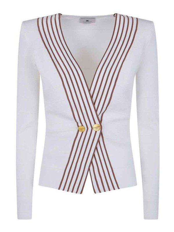 ELISABETTA FRANCHI: Tops & Tank tops - Knitted Top With Striped Bands