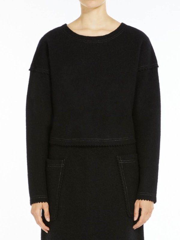 Max Mara: Strickpullover mit Rundhalsausschnitt online - Rundhalspullover - Schwarz