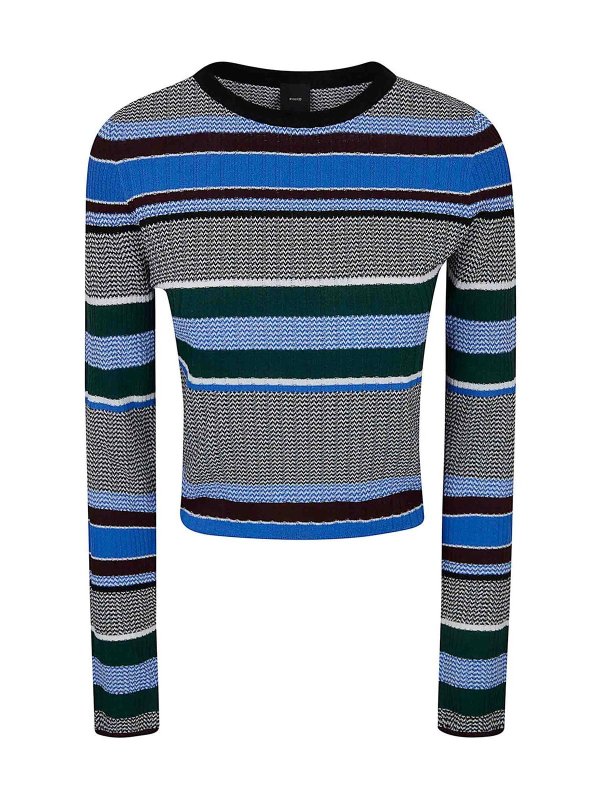 Pinko: Strickpullover mit Rundhalsausschnitt - Rundhalspullover - Hellblau