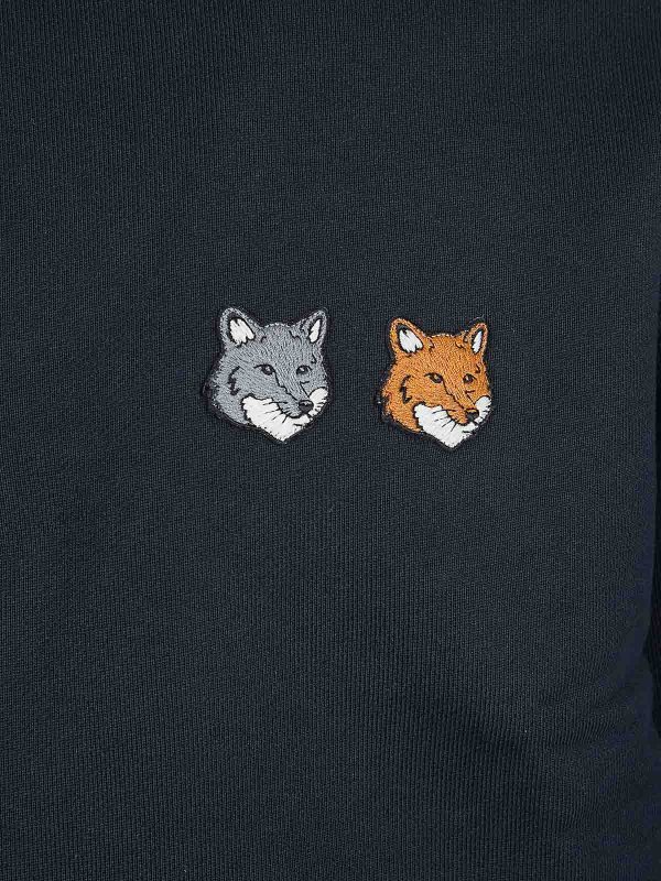 The Best Shops MAISON KITSUNÉ: Sweatshirts & Sweaters - Double Fox Head Half Zip Comfort Sweatshirt