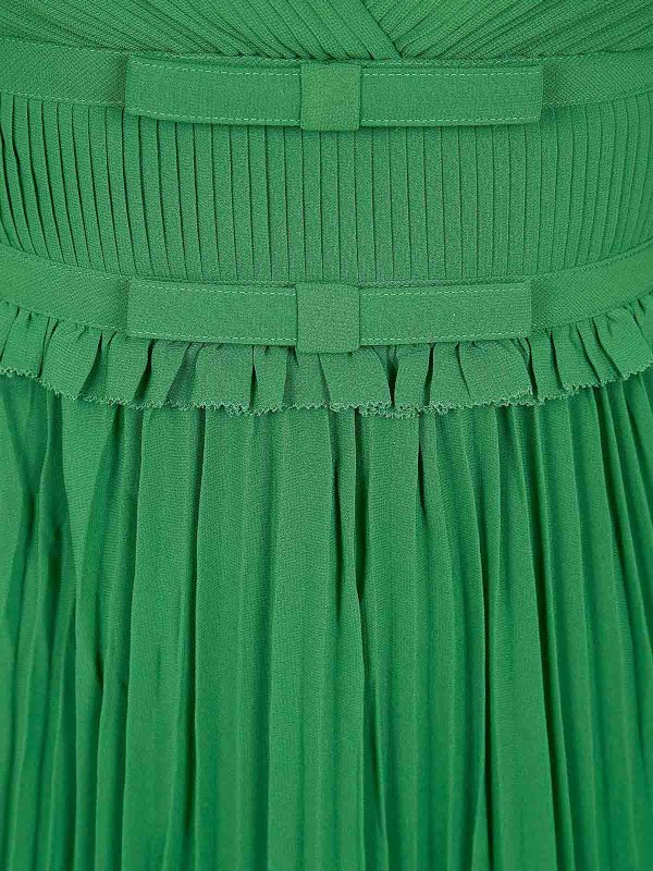 The Best Shops Self Portrait: knee length dresses - Green Chiffon Midi Dress