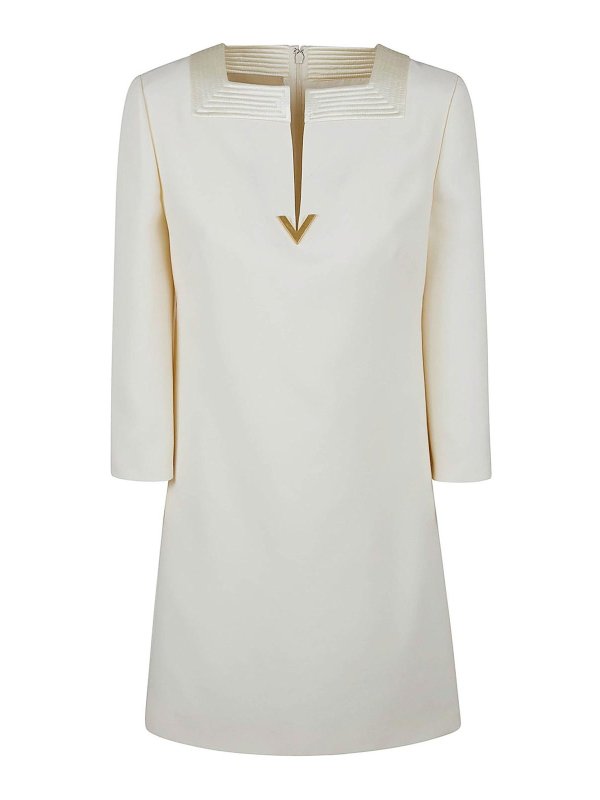 VALENTINO GARAVANI: knee length dresses - Mini Dress | Solid | Crepe Couture