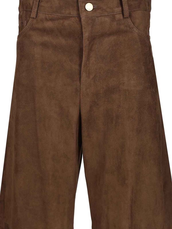 レザーパンツ - ブラウン shop online: S MAX MARA