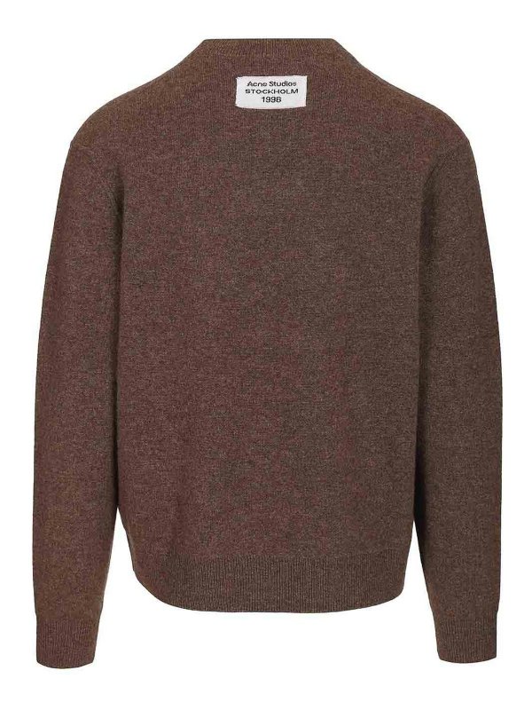 Acne Studios: Suéteres con cuello pico online - Suéter Cuello Redondo - Marrón