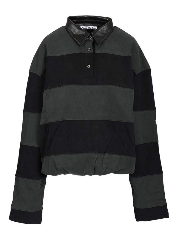 Acne Studios: polo shirts - Striped Polo Sweater