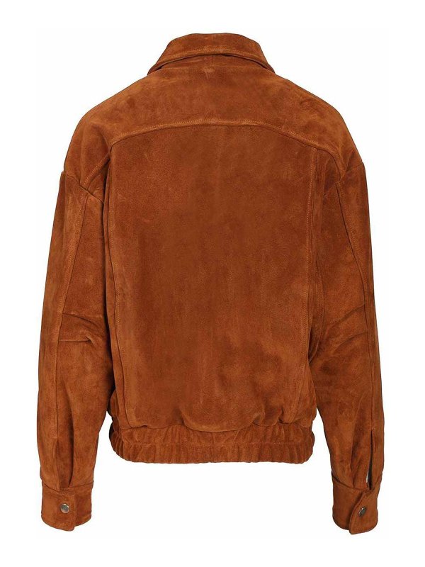 BLUSOTTO: giacche bomber online - Bomber oversize in pelle scamosciata Daniela