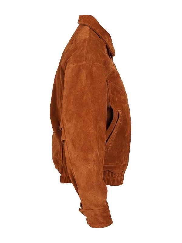 The Best Shops BLUSOTTO: giacche bomber - Bomber oversize in pelle scamosciata Daniela