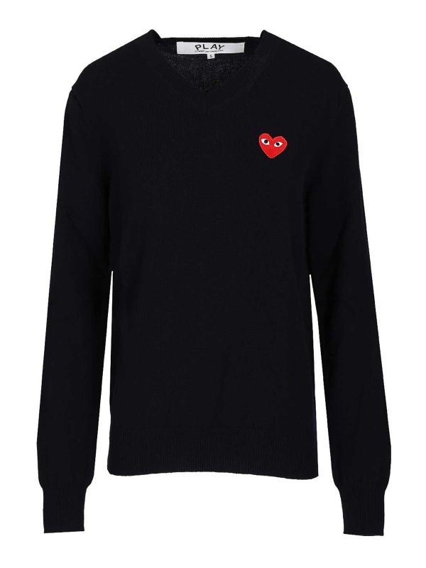Comme des Garçons Play: クルーネック - クルーネック - ブルー