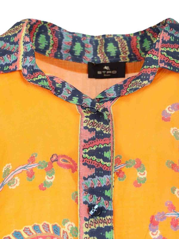 Multicoloured Printed Ramie Blouse shop online: ETRO