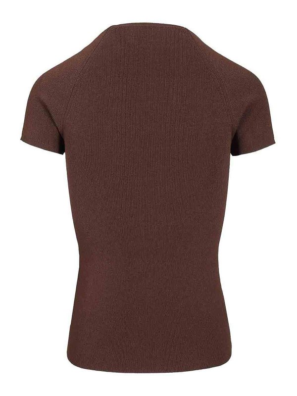 FEDERICA TOSI: Strickpullover mit V-Ausschnitt online - V-Pullover - Braun