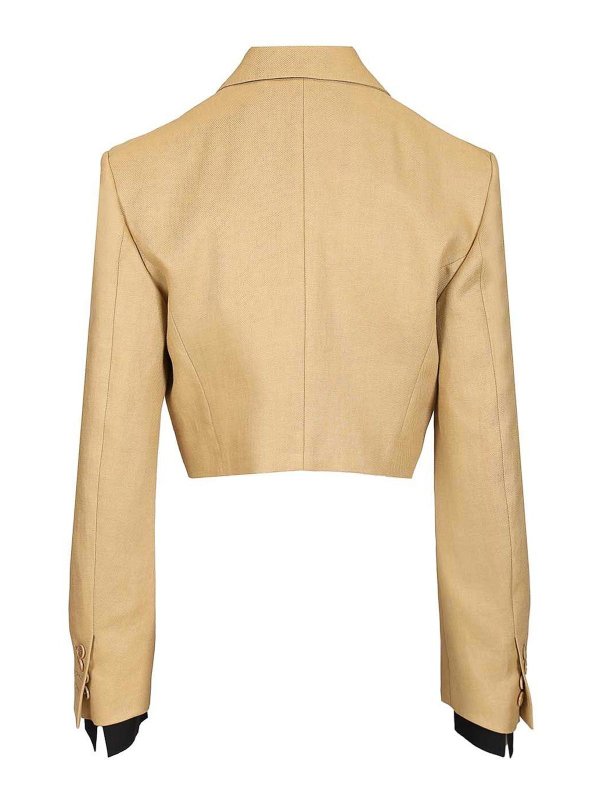 Max Mara: blazers online - Linen Diagonal Crop Jacket