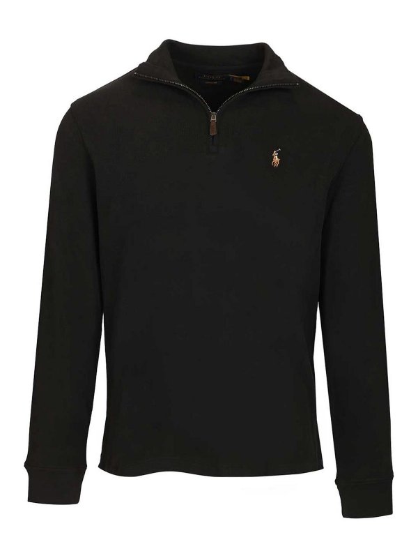 POLO RALPH LAUREN: Strickpullover mit Rundhalsausschnitt - Rundhalspullover - Schwarz