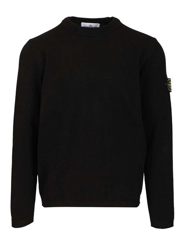 STONE ISLAND: Strickpullover mit Rundhalsausschnitt - Rundhalspullover - Schwarz