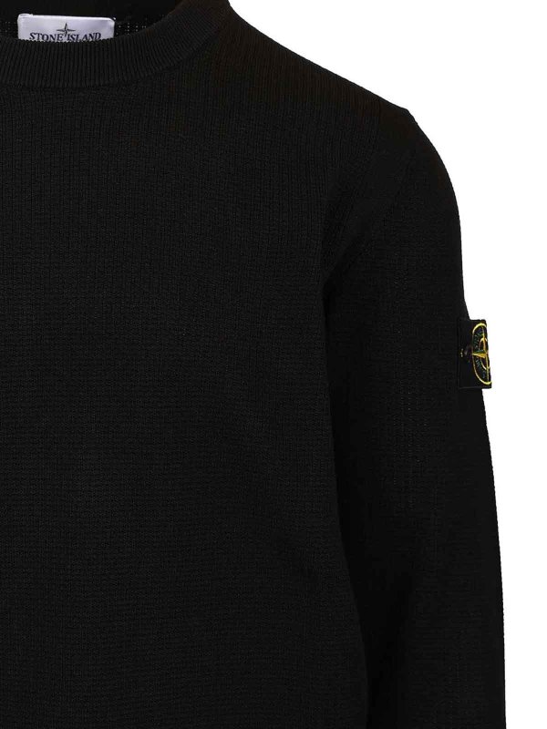 The Best Shops STONE ISLAND: Strickpullover mit Rundhalsausschnitt - Rundhalspullover - Schwarz