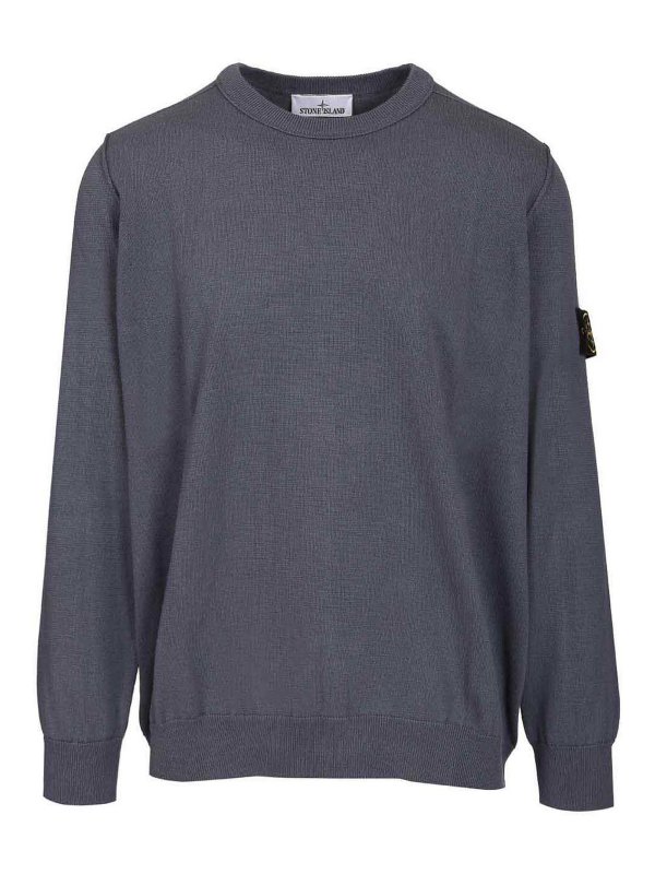 STONE ISLAND: Strickpullover mit Rundhalsausschnitt - Rundhalspullover - Grau