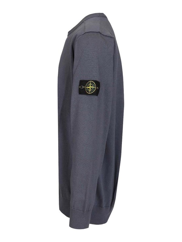 The Best Shops STONE ISLAND: Strickpullover mit Rundhalsausschnitt - Rundhalspullover - Grau