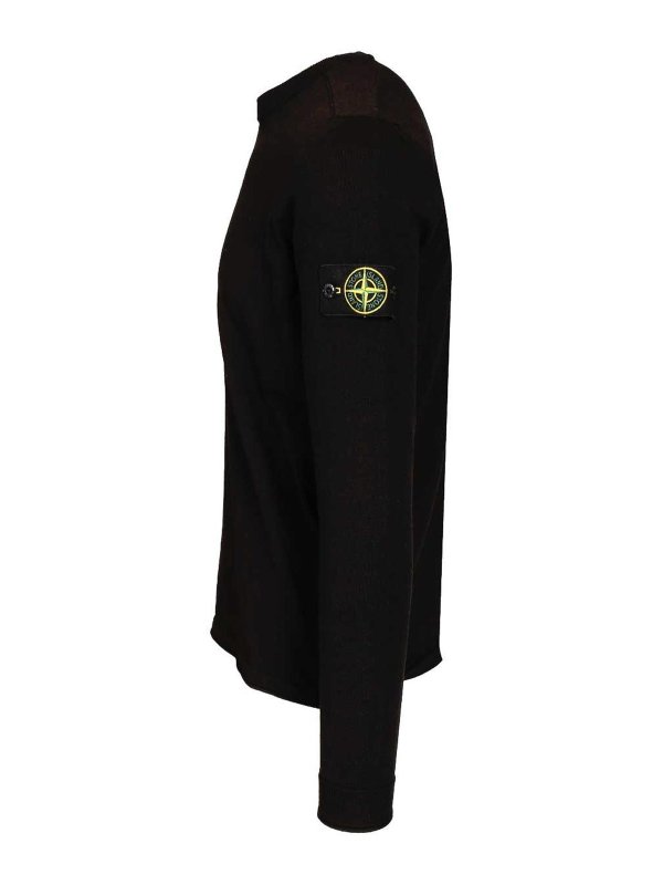 The Best Shops STONE ISLAND: Strickpullover mit Rundhalsausschnitt - Rundhalspullover - Schwarz