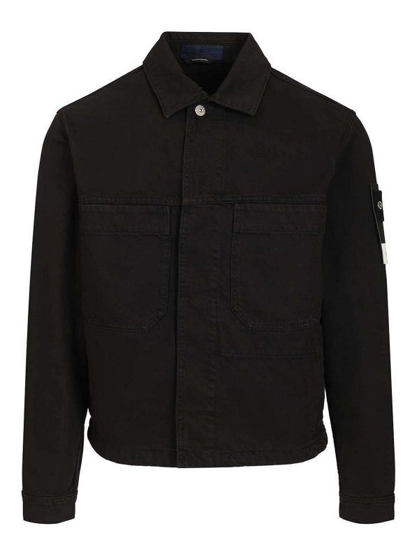 STONE ISLAND: Jeansjacken - Jeansjacke - Schwarz