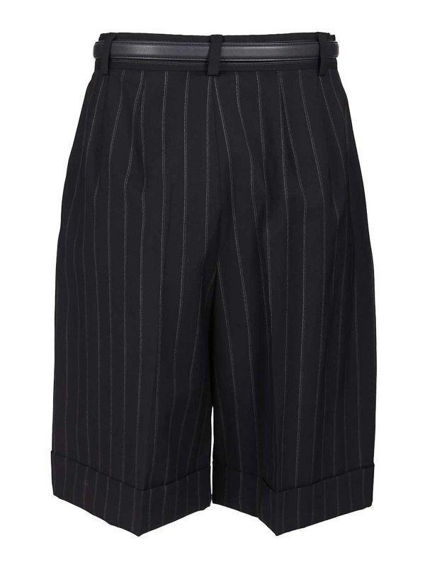 MAX MARA STUDIO: Trousers Shorts online - Wide Pinstriped Wool Bermuda
