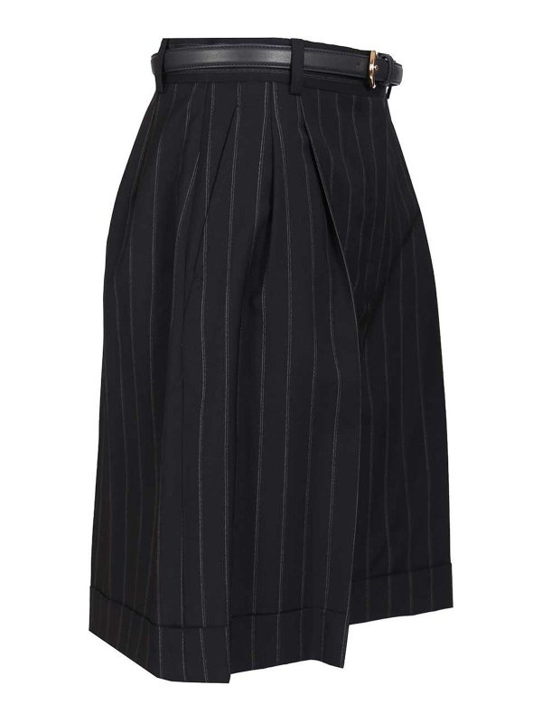 The Best Shops MAX MARA STUDIO: Trousers Shorts - Wide Pinstriped Wool Bermuda