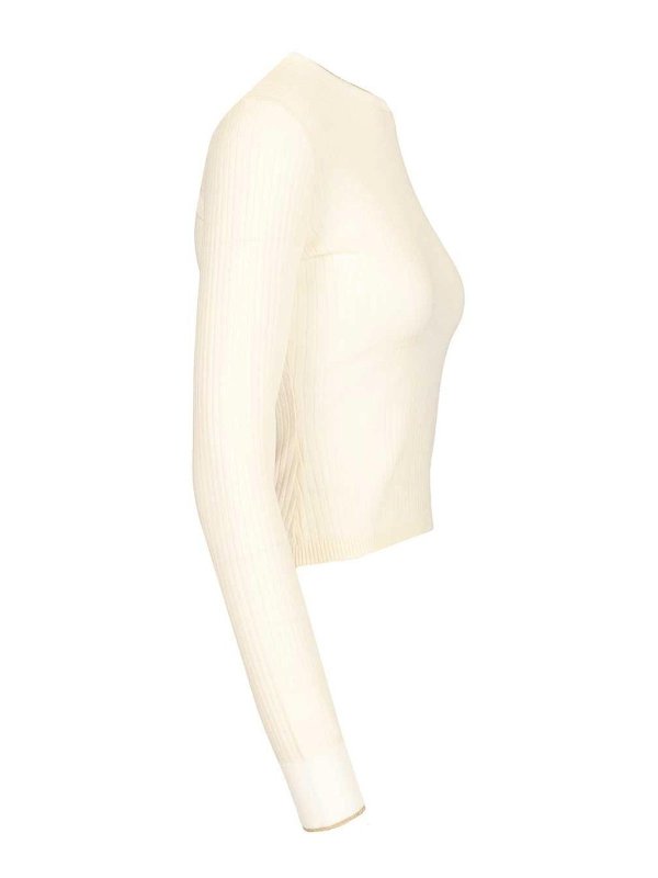 The Best Shops MAX MARA STUDIO: Strickpullover mit Rundhalsausschnitt - Rundhalspullover - Weiß