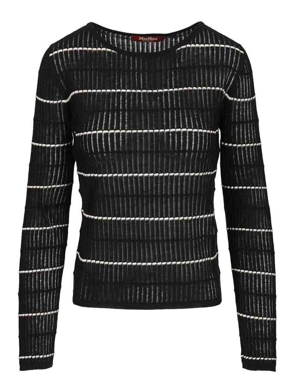 MAX MARA STUDIO: Suéteres con cuello pico - Suéter Cuello Redondo - Azul