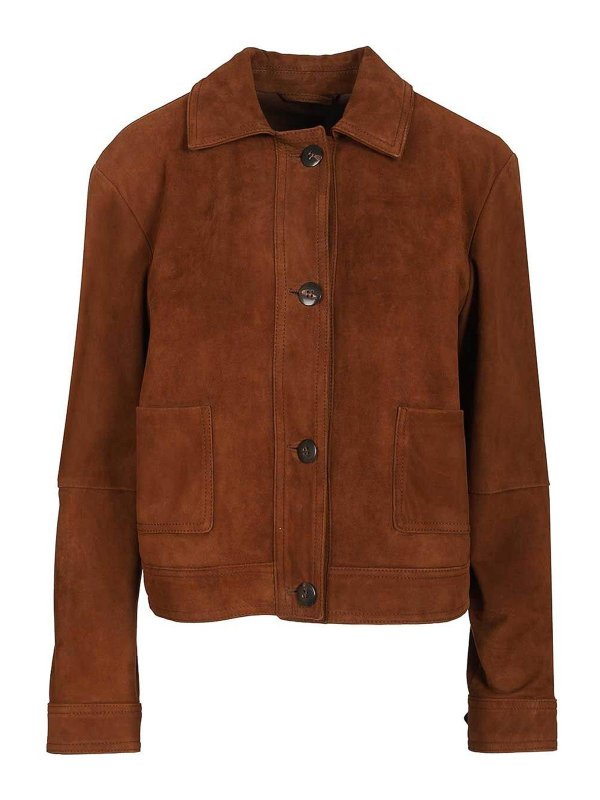 MAX MARA STUDIO: leather jacket - Boxy Suede Jacket