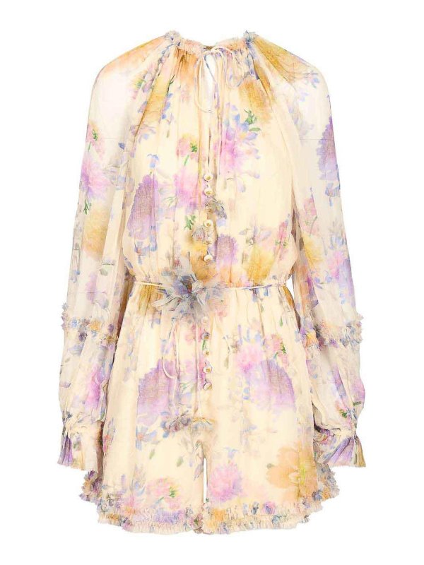 ZIMMERMANN: jumpsuits - Luna Ruffle Playsuit