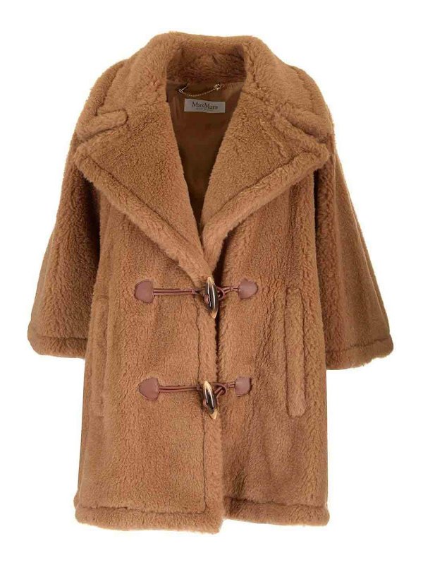 Max Mara: Fur & Shearling Coats - Teddy Fabric Cape