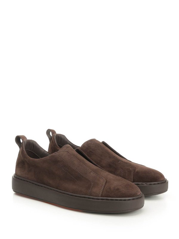 SANTONI: trainers online - Slip-On Suede Sneaker