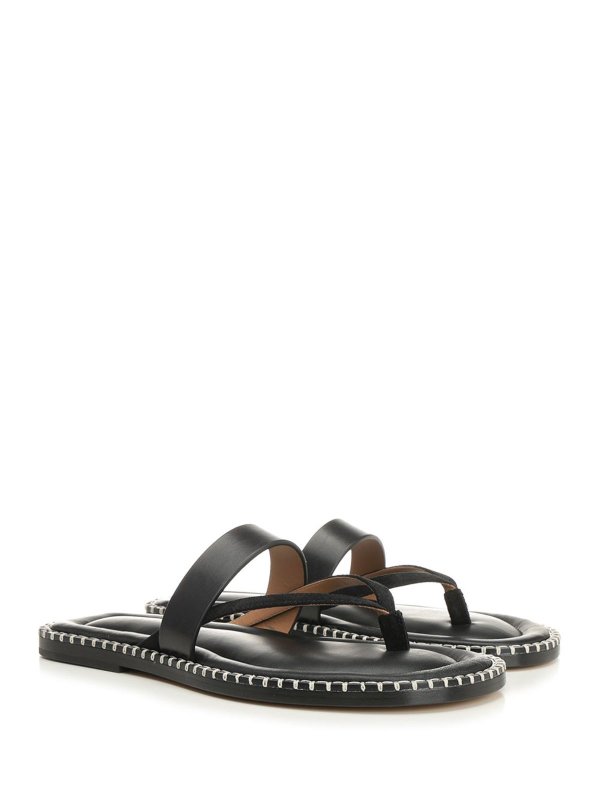 DRIES VAN NOTEN: sandals online - Leather Flip-Flops
