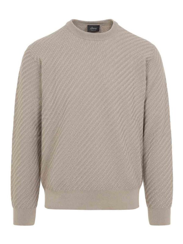 BRIONI: crew necks - Cotton And Silk Pullover