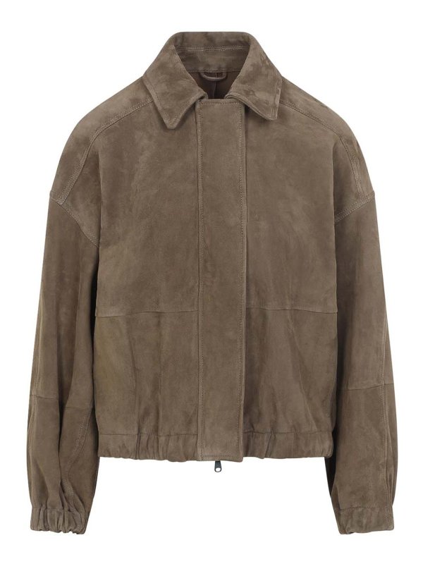 BRUNELLO CUCINELLI: leather jacket - Suede Leather Jacket