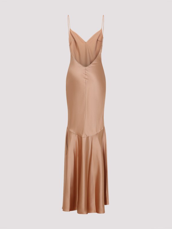 elisabetta franchi brown dress Elisabetta Franchi Jewelled Bow Jersey Maxi Dress | Brown
