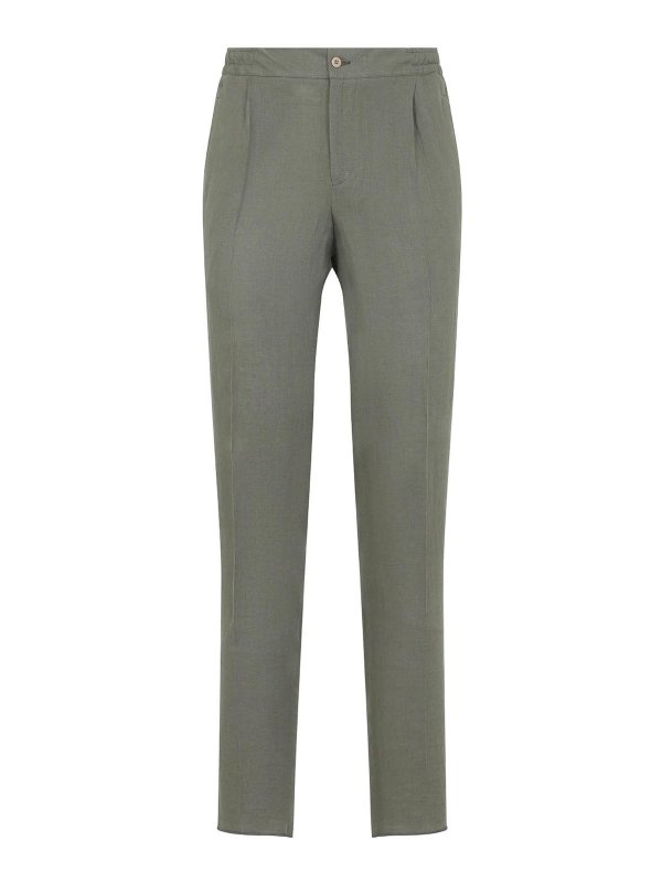 KITON: jeans dritti, a sigaretta - Pantaloni di lino
